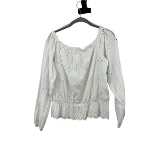 H&M Peplum Long sleeve Off Shoulder Eyelet Top